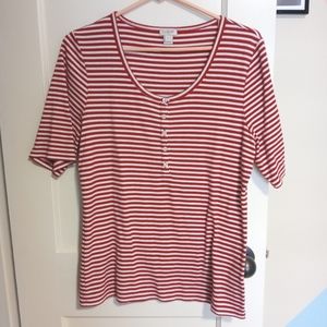 J.crew Red Striped Button Shirt